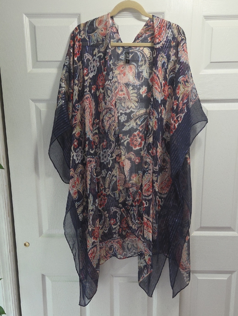 Lane Bryant Boho Navy Floral Sheer Kimono